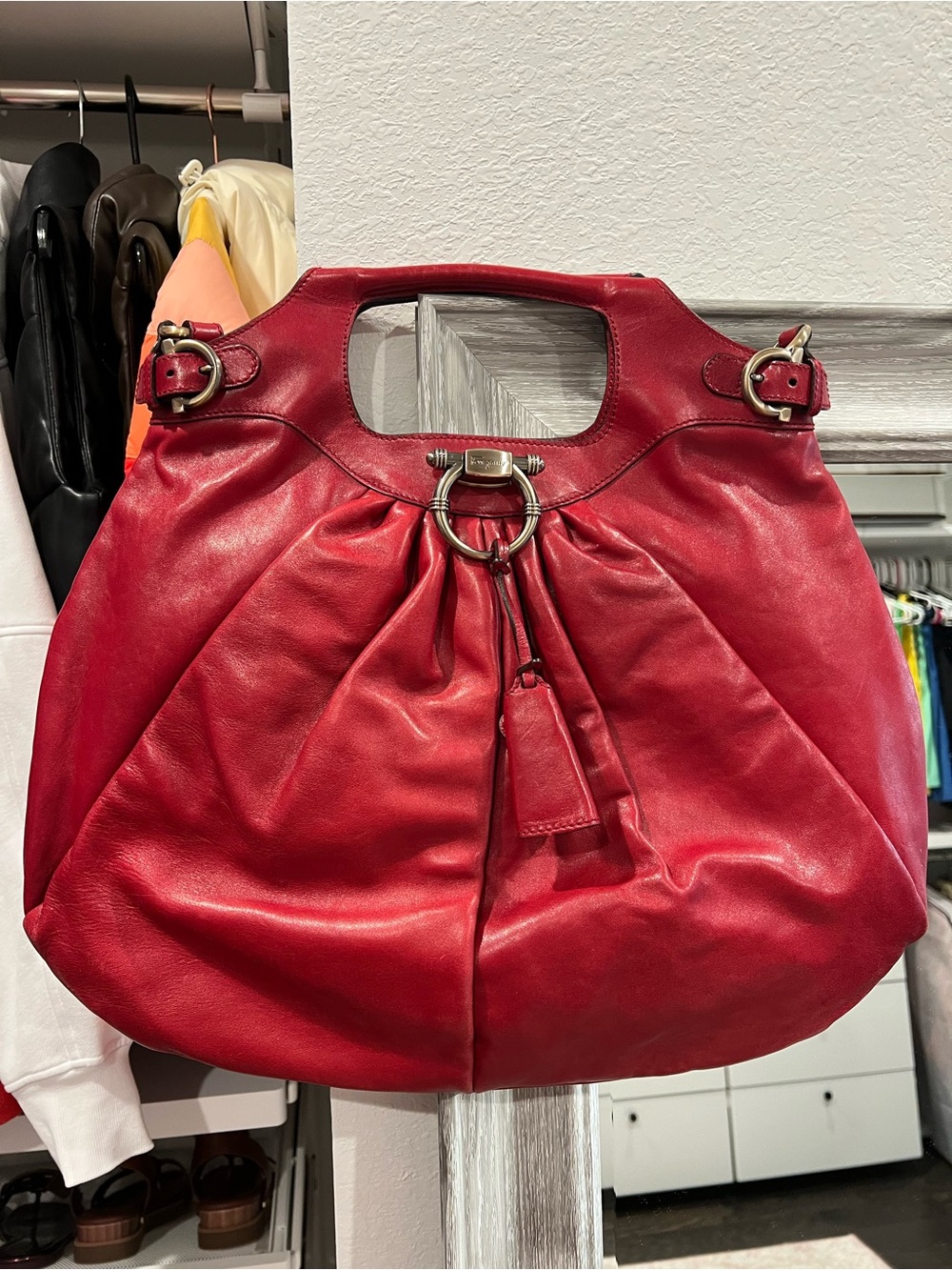 Salvatore Ferragamo- Red Leather Tote Handbag